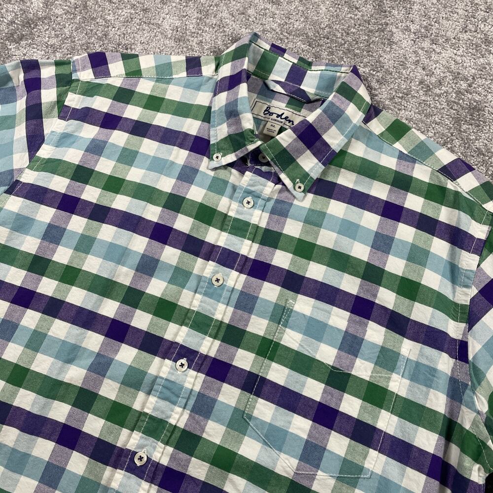 Boden Button Down Shirt Mens Extra Large Dress Shirt Plaid Cotton Easter‎ Spring